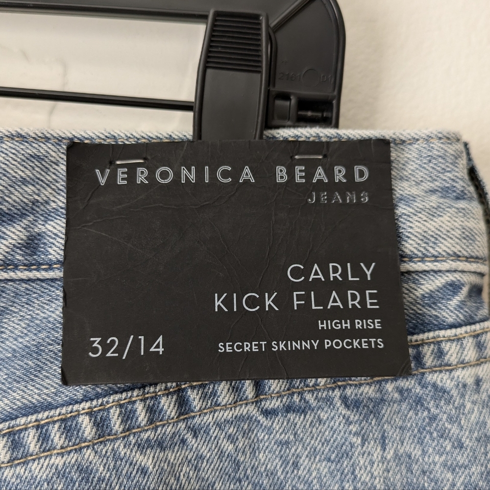 Veronica Beard Carly Kick Flare Jeans 100% Cotton Pebble Stone Blue 14/32 NWT - Picture 8 of 17